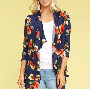 Super cute waterfall cardigan navy floral